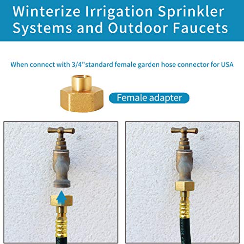 RV Camper Winterizing Kit, 16 Inches Sprinkler Winterization Kit with Shut Off Valve, RV Water Blowout Adapter Air Compressor Quick Connect kit for Winterize RV Motorhome, Boat, Camper, Travel Trailer