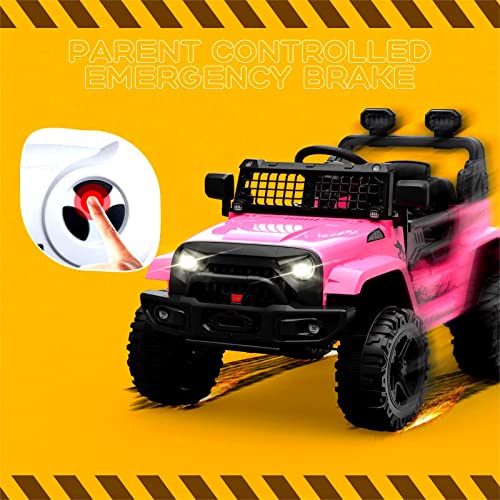 Jojoka Ride Truck Electric Ride on Car with Remote Control, Spring Suspension, LED Lights, Bluetooth, 2 Speeds, Ride on Toys for Kid Aged 3-8