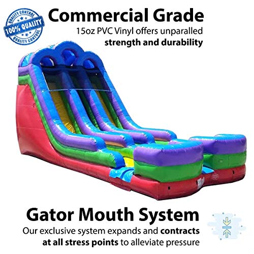 TentandTable Retro Rainbow Double Bay Inflatable Water Slide - 35'L x 13.5'W x 18.5'H - Wet or Dry, Commercial Grade - Includes 1.5 HP Blower & Ground Stakes
