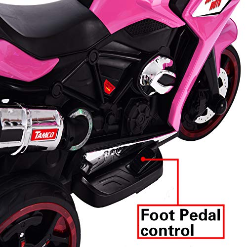 Girls Motorcycle, TAMCO Children Battery Motor Bikes Rechargeable 3 Wheels Ride on Kids Electric Motorcycle with Light Wheels