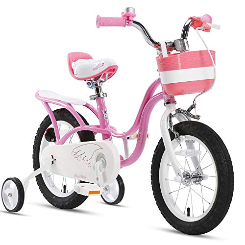 RoyalBaby Girl's Bike Little Swan 14 Inch Kids Bike with Training Wheels Basket Girls Child's Bicycle Pink