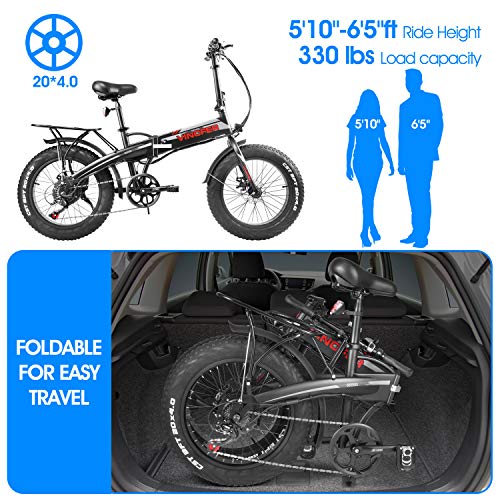 Electric Bike, 750W Motor 20" Fat Tire Electric Foldable Bikes for Adult, Shimano 7-Speed Snow Beach EBike with 13Ah Removable Lithium Battery, Folding Electric Bike Mountain Bike UL Certified