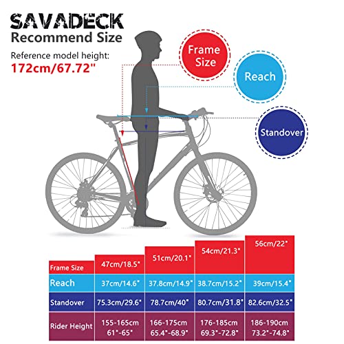 SAVADECK Carbon Road Bike, Windwar5.0 Carbon Fiber Frame 700C Racing Bicycle with 105 22 Speed Groupset Ultra-Light Bicycle (New Black, 56cm)