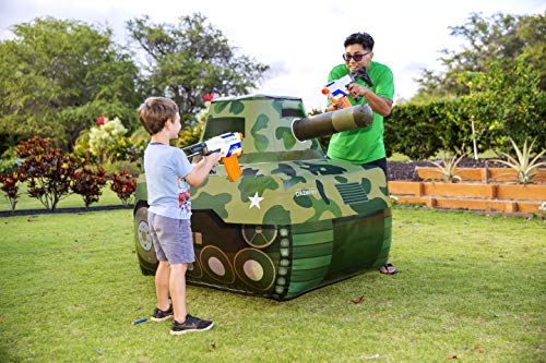 Dazmers Inflatable Army Tank - Inflatable Military Battle Tank for Nerf Party War for Kids, Birthday, Toy Parties