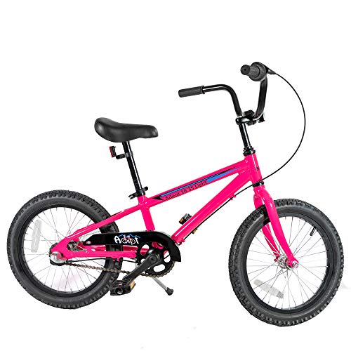 Lightweight 3 Speed 16 inch Kid's Bike with Shimano Internal Gears, Bright Pink, w/Water Bottle & Holder. Adept Family Brand (Bright Pink, Coaster Brakes)