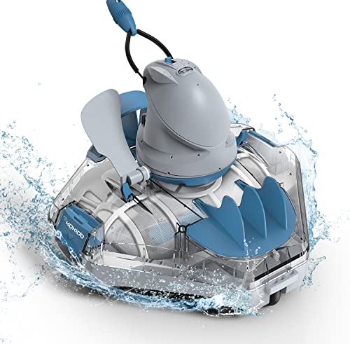 (2023 New) KOKIDO Cordless Robotic Pool Cleaner, Automatic Pool Vacuum for Flat Bottom Above/Inground Pools up to 30 Feet. Dirt, Sand, Debris and Leaves (max 5 inch), Last 90 Mins, XTROJET 330