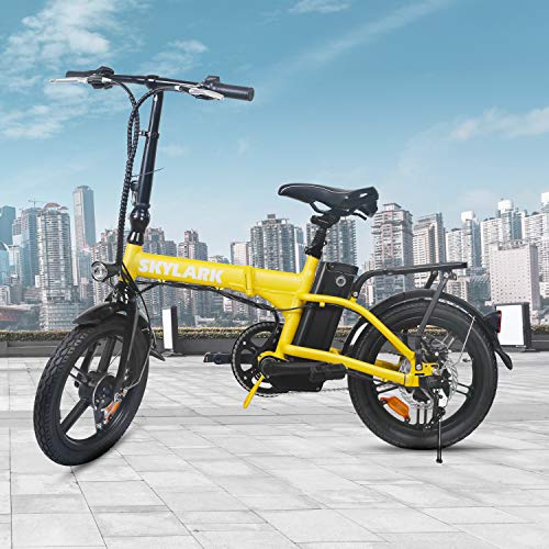 NAKTO Electric Bike Foldable16 x 1.75 Tire Electric Bicycle with 350W Motor, 36V 10AH Removable Battery up to 19MPH, Throttle & Pedal Assist,Rear Disc Brake for Adults and Teenagers