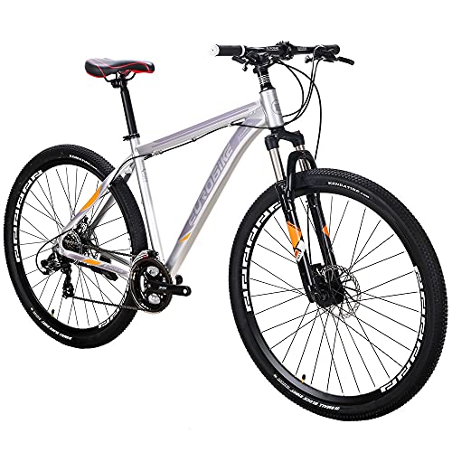 Mountain Bike Mens 29 inch Wheel 19 inch Aluminum Frame Adult Bicycle (Silver)