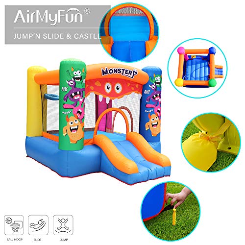 AirMyFun Inflatable Bounce House,Bouncy Castle with Air Blower,Bouncy House for Kids Party,Play House,Jumping Castle with Carry Bag(Monster Theme)