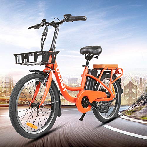 NAKTO 20" Electric Bike, Removable 36V/10Ah Lithium Battery, Max Speed 25MPH, Electric Commuter Bike with Throttle & Pedal Assist (Orange)