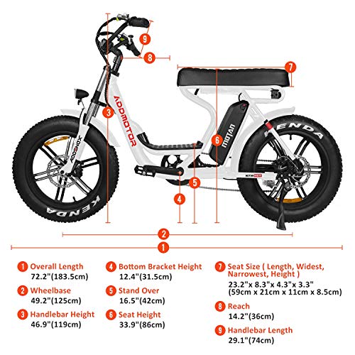 Addmotor MOTAN Electric Bike Step Through 20 inch Fat Tire 750W Motor E Bike Removable 48V 17.5Ah Lithium Battery Throttle Pedal Assist M-66 R7 Power Bikes for Adults+Fenders+Headlight(White)