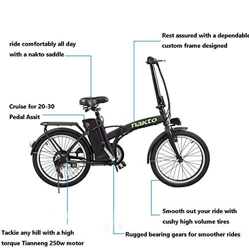 BRIGHT GG 20'' Folding Electric Bicycle Foldable Ebike City Electric Bike with 250w Rear Hub Motor and 36V 10AH Lithium Battery,Lock and Charger