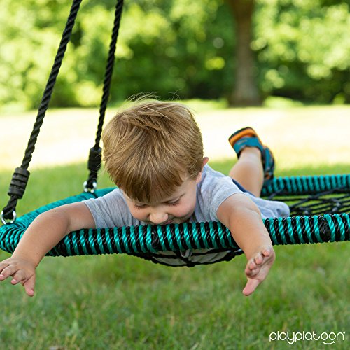 Play Platoon Spider Web Tree Swing Rectangle - 40 x 30 inch, Fully Assembled, 600 lb Weight Capacity, Easy to Install