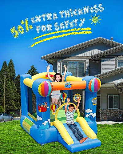 ACTION AIR Bounce House, Inflatable Bouncer with Air Blower, Jumping Castle with Slide, for Outdoor and Indoor, Durable Sewn with Extra Thick Material, Idea for Kids (9070N)