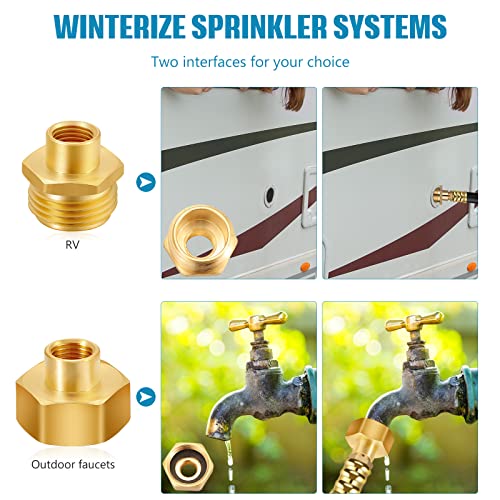 Queekay RV Winterizing Kit Sprinkler with Shut Off Valve, 16 Inch Air Compressor Kit Blow Out Adapter Water Blowout Adapter Air Compressor for Camper Travel Trailer Motorhome Boat RV