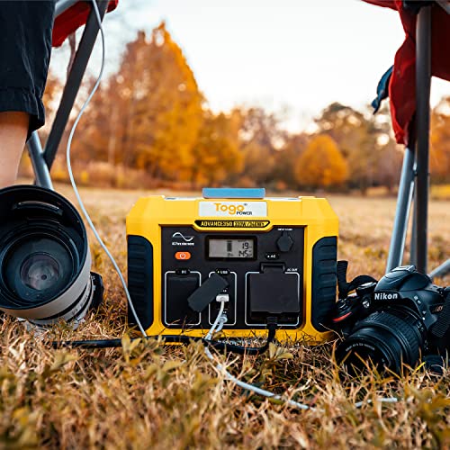 Togo Power Advance 350 Portable Power Station 120 Volt 330 Watt USB And Wireless Outlets, Auto Home and Solar Recharging, Yellow