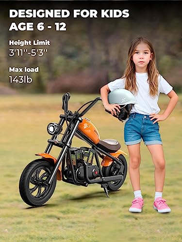 Electric Bike for Kids, [Great Gift to Kids Age 6+] Hyper GoGo Kids Electric Bike with Colorful Ambient Light, 3 Speeds Max 10Mph Up to 60 Minutes Continuous Ride Time for Kids/Teens(Black)