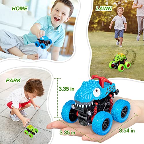 LODBY Dinosaur Toys for 2 3 4 5 Year Old Boys Gifts, Pull Back Vehicles Toys Monster Truck for Toddler Boys Toys Age 2-4-6, Dino Cars Dinosaur Toys for Kids 3-5 Year Old Boy Christmas Birthday Gifts