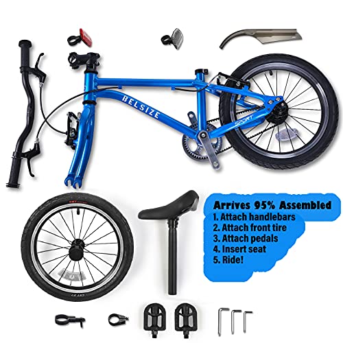 BELSIZE 16-Inch Belt-Drive Kid's Bike, Lightweight Aluminium Alloy Bicycle(only 12.57 lbs) for 3-7 Years Old (Blue)