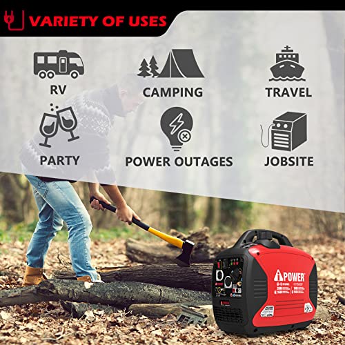 A-iPower SUA2000iD 2000 Watt Portable Inverter Generator Gas & Propane Powered, Small with Super Quiet Operation for Home, RV, or Emergency