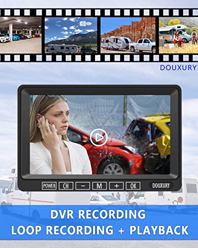 FHD 1080P 2 Digital RV Wireless Reversing Camera System for RVs Trailers Trucks Motorhomes 5th Wheels 4CH 7'' Monitor Highway Monitoring System IP69K Waterproof Super Night Vision Strong Signal