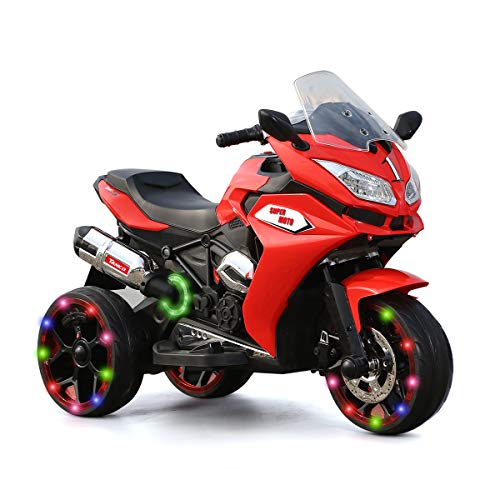 TAMCO Ride on Motorcycle for Kids, 3 Twinkling Wheels Electric Ride on Toy,12 V Kids Motorcycle (RED)