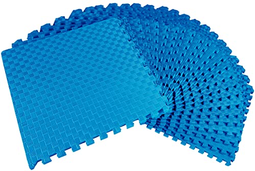 BalanceFrom 1" Extra Thick Puzzle Exercise Mat with EVA Foam Interlocking Tiles for MMA, Exercise, Gymnastics and Home Gym Protective Flooring, 72 Square Feet (Blue)