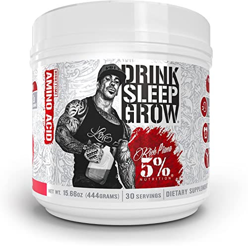Rich Piana 5% Nutrition Drink Sleep Grow | Nighttime Muscle Builder, BCAA Post Workout Recovery Drink | Aminos, EAAs, Glutamine, GABA, Mucuna Pruriens, Joint Support | 15.66 oz (Watermelon)