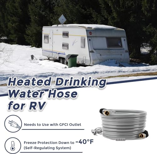 Giraffe Tools 25FT Heated Water Hose for RV Drinking with GFCI, Withstand Down to -40℉,5/8-Inches Lead and BPA Free Heated Hose,267 Watts, for Camping, Car Care, Agriculture, Cleaning, etc.