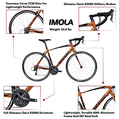 Tommaso Imola Endurance Aluminum Road Bike, Shimano Claris R2000, 24 Speeds - Burnt Orange - XXS