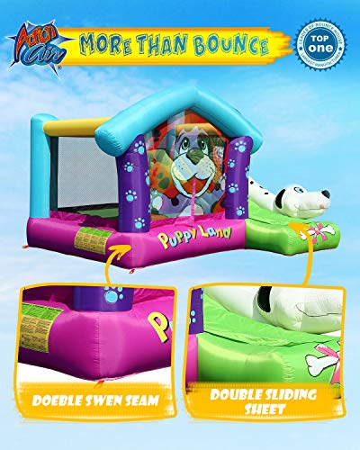 Action air Bounce House, Puppy Bouncy Castle with Slide, Inflatable Bouncer Included Air Blower for Kid, Durable Sewn with Extra Thick Material, for Kids (9109)