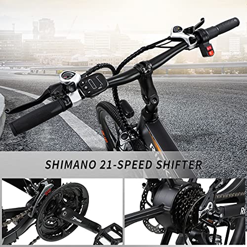 Folding Electric Bikes for Adults ，21 Speed Mountain Ebike 350W Electric Bicycle with 36V 10AH Removable Battery, Dual Disc Brake 26 Inches Wheel Aluminum Front Suspension Bicycle for Men/Women