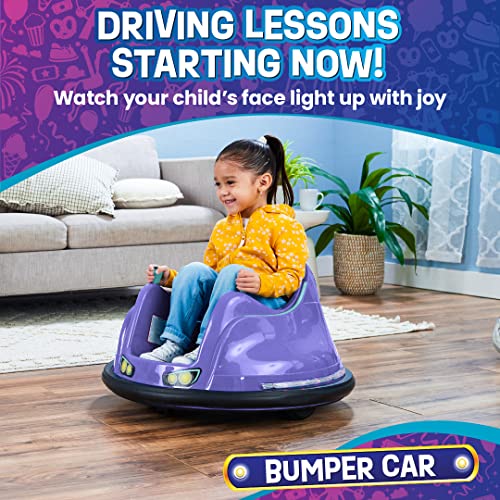 FunPark 6V Bumper Car for Toddlers, Kids Bumper Car, Electric Toddler Ride On Toys for Kids, Baby Bumper Car, Ages 1.5-4 Years, LED Lights, 360 Degree Spin, Supports up to 66 pounds (No Remote)