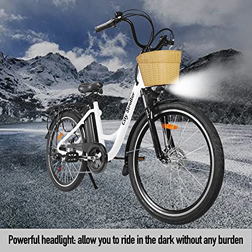 NAKTO Electric Bike 350W Ebike 26'' Electric Bicycle, 30MPH Adults Electric City Bike with Removable 36v12.5ah Battery, Professional 6 Speed Gears