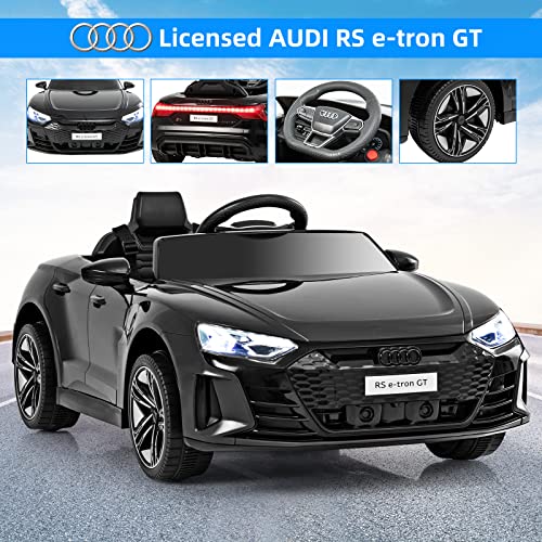 INFANS 12V Kids Ride On Car, Licensed Audi RS e-tron GT Electric Vehicle with Remote Control, Toddlers Battery Powered Toy with 4 Wheels Suspension, LED Headlight, Music, MP3, USB, TF Port (Black)