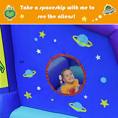BOUNTECH Inflatable Bounce House, Alien Style Bouncy Castle w/ Large Jumping Area, Slide, Ball Pit, Mesh Protection, Stakes, Repair Kit, Carry Bag, Kids Jumper Bounce House for Indoor Outdoor