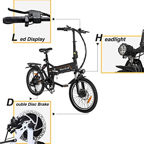Folding Electric Bike, Yovital 20" 350W Electric Bikes for Adults with 36V 10AH Removable Battery, Aluminum E-Bike Electric Bicycle Pedal Assist for Commuter, Professional 7 Speed Gear