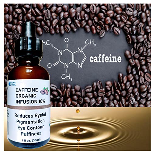 Puffy Eyes Eyelid Skin Contour Lift Caffeine 10% Infusion Skin Serum Organic Coffee & Green Tea Beans ALKAVITA Natural Ingredients Only Brown