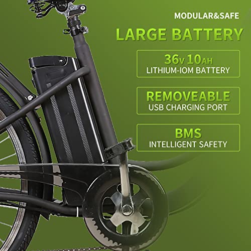 NAKTO 26'' Electric Bike for Adult, Cargo Electric Bicycle Camel Style, 250W/350W Brushless Motor and 10.5Ah Removable Lithium Battery| Commuting Essentials (Free Basket and Lock)