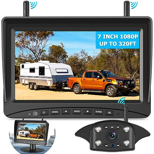 KOBANOICA RV Backup Camera Wireless Plug and Play,Easy Setup for Furrion Pre-Wired System,Recording Rear View Camera Strong Signal 4 Channel 7'' Monitor for Trailer Camper Motorhome