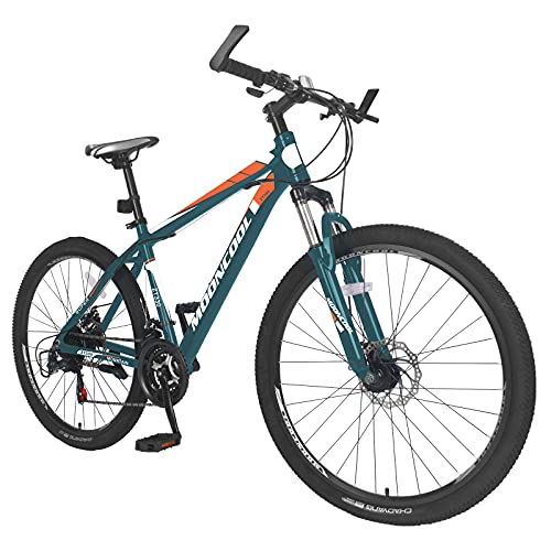 MOPHOTO Mountain Bike 21 Speeds 20/24/ 26 Inch Wheel, Double Disc Brakes Mountain Bicycles, Aluminum and Steel Frame Options, Multiple Colors Adult Mountain Bikes for Men Women Ladies.