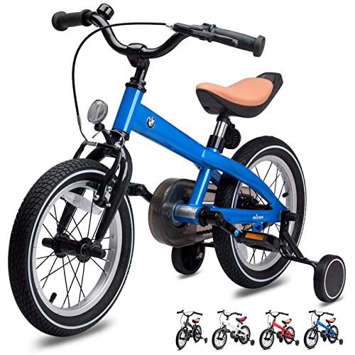 BMW 14 Inch Toddler Bike with Training Wheels for Boys and Girls Age 3-7, a Valuable Outdoor Gift of Kids Light Weight Bicycle for Children 3 4 5 6 7 Years Old, Cordoba Blue