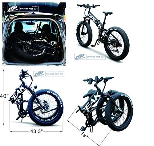 Opeak Ebike Foldable Electric Bike 750W High Speed Motor,12AH Removable 48V Ebike Battery,8 Speed,26’’4.0 Fat Tire Electric Bike Folding Ebikes Snow Beach EBikes for Adults(UNIK - Black)