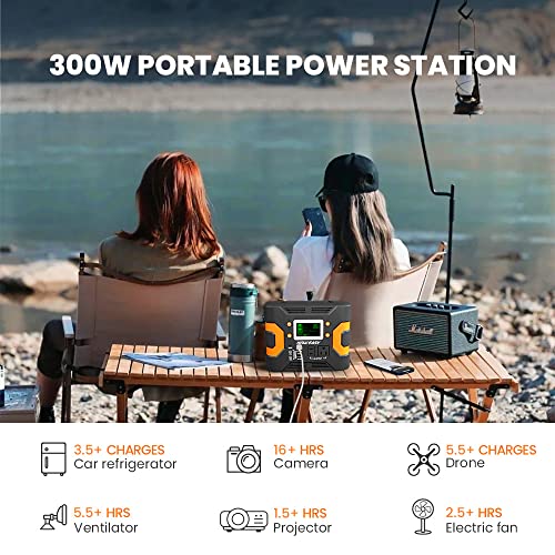 HOWEASY Portable Power Station, 300W (Peak 350W) Solar Generator (Solar Panel Not Included), 236Wh Backup Lithium Battery, with 110V/300W AC Outlet and LED Light, for CPAP Family Camping RV Emergency