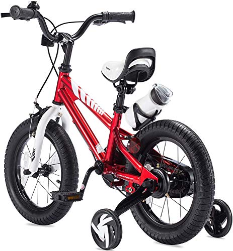RoyalBaby Boys Girls Kids Bike 16 Inch BMX Freestyle 2 Hand Brakes Bicycles with Training Wheels Kickstand Child Bicycle Red