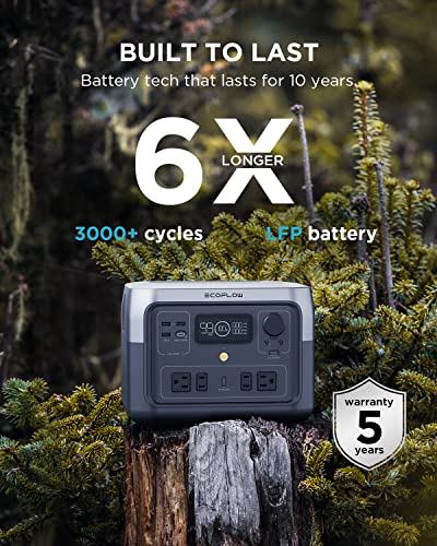 EF ECOFLOW Portable Power Station RIVER 2 Max, 512Wh LiFePO4 Battery/ 1 Hour Fast Charging, Up To 1000W Output Solar Generator (Solar Panel Optional) for Outdoor Camping/RVs/Home Use Black