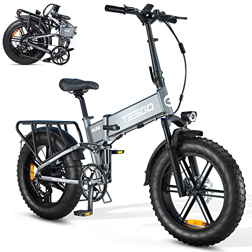 Fat Tires Electric Bike for Adults 750W, 20" x 4.0 Folding Mountain Beach Snow EBike Electric 32MPH, 48V 14.5AH Battery, Shimano 8-Speed, Full Suspension, Hydraulic Brakes E-Bikes for Men/Women