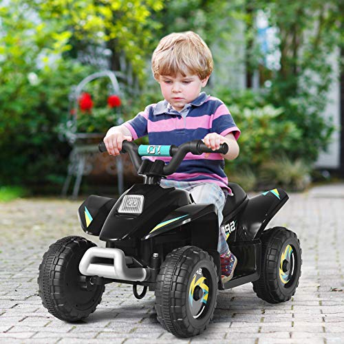 OLAKIDS Kids Ride On ATV, 6V Motorized Quad Toy Car for Toddlers, 4 Wheeler Battery Powered Electric Vehicle for Boys Girls with Forward/Reverse Switch, Anti-Slip Wheels (Black)