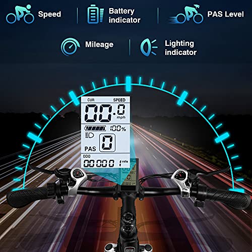 Electric Bike, 26''Electric Mountain Bike for Adults & Teens, 350W/10.4Ah Ebike Electric Bicycle, 20 MPH Adults Ebike with Removable Battery, Electric Bike with Disc Brake/Shimano 21-Speed Gears