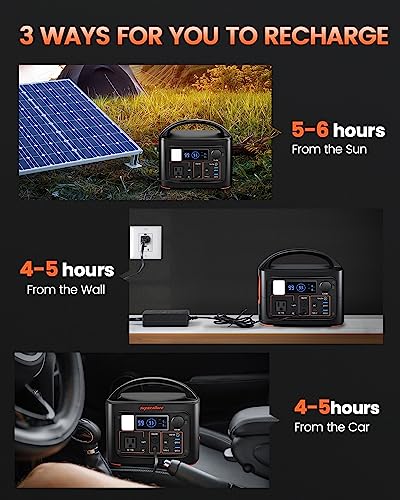 Portable-Power-Station-Generator - 300Wh Backup Battery 300W(500W Peak) Pure Sine Wave AC Outlet Built-in DC Output, DC interface 2 USB and 1 Type-C Output comes with car charger and DC cable